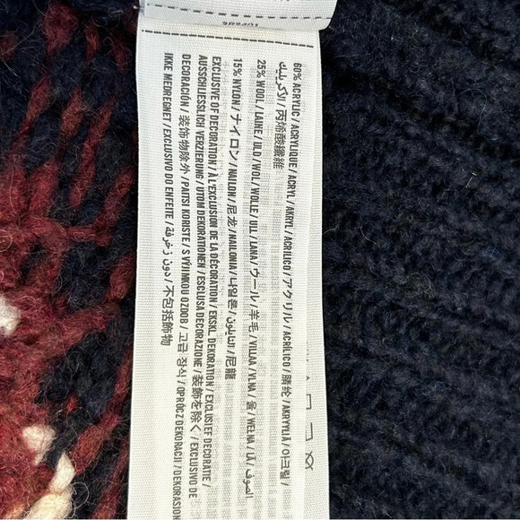 Hollister Open Front Cardigan Wool Blend Sweater In Navy Aztec Pattern Size Med - Picture 7 of 7